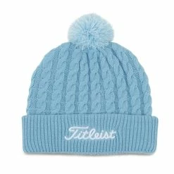 Titleist Cable Knit Pom Pom Beanie -golf ball Shop titleist cable knit pom pom beanie sky white 01 23458.1636747906