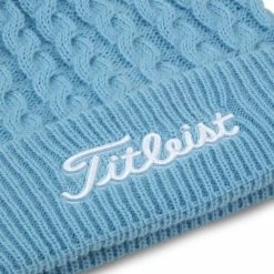 Titleist Cable Knit Pom Pom Beanie -golf ball Shop titleist cable knit pom pom beanie sky white 03 46176.1636747907