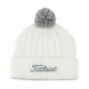 Titleist Cable Knit Pom Pom Beanie -golf ball Shop titleist cable knit pom pom beanie white gray 01 55044.1636747906